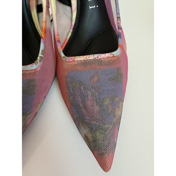 Gianni Bini Pamalaa Size 6 Printed Mesh Architectural Wedge Pumps Unique Pink - Picture 4 of 9